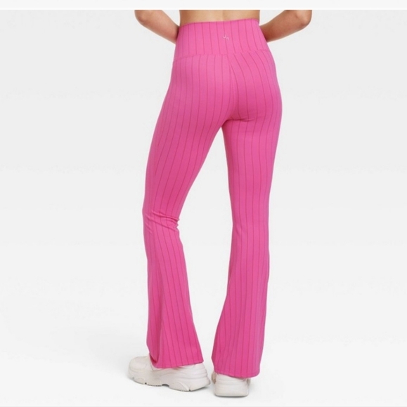 JoyLab Women's X-Long High-Rise Rib Flare Leggings Athletic Fit Stripes, Pink, - Picture 3 of 16